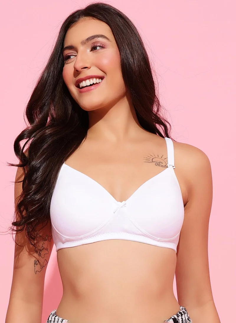 كلوفيا Clovia Padded Non-Wired Full Coverage Multiway T-shirt Bra in White - Cotton