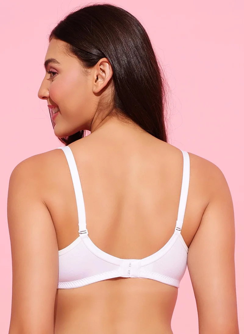 Clovia White Clovia Padded Non-Wired Full Coverage Multiway T-shirt Bra in White - Cotton for Women | Best Price UAE