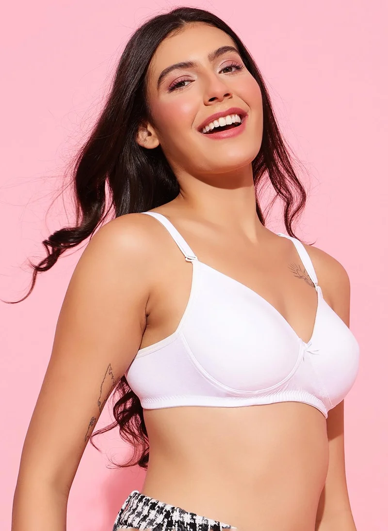 كلوفيا Clovia Padded Non-Wired Full Coverage Multiway T-shirt Bra in White - Cotton
