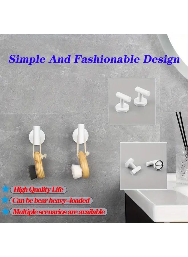 2pcs White Modern Minimalist Curved Towel Hooks Heavy Duty Wall Mounted Bathroom - Image 3