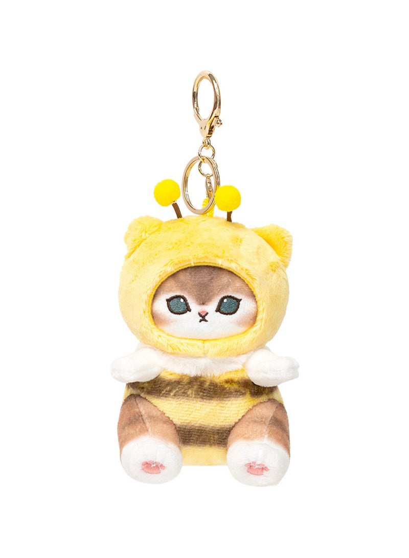 10cm Gold Gradient Cat Bee Pendant Keychain Plush Doll Mofusand Cat Character Backpack Accessories Cartoon Accessories Doll Gift  - Image 1