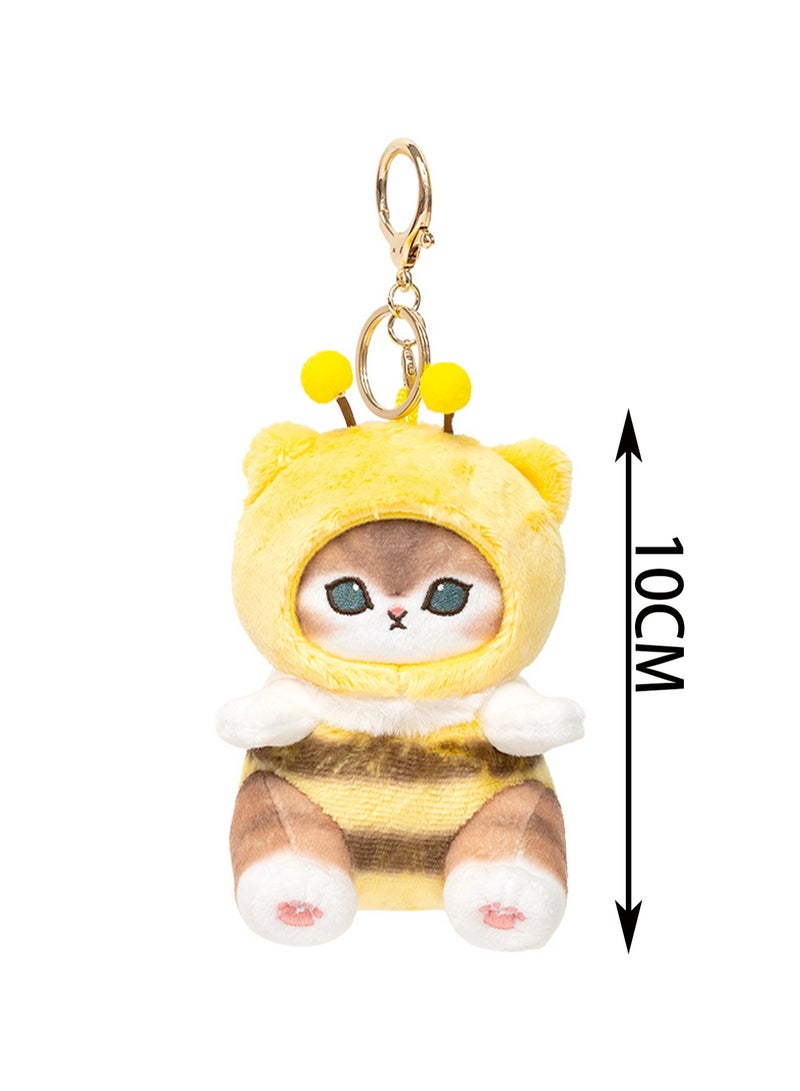 10cm Gold Gradient Cat Bee Pendant Keychain Plush Doll Mofusand Cat Character Backpack Accessories Cartoon Accessories Doll Gift  - Image 2
