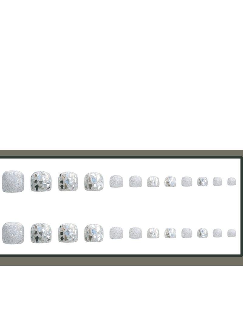 SYNSYB 24-Piece Short Square Press-on Toenails:Acrylic Fake Nails ,toe fake nails for Seamless Fit  - Image 3