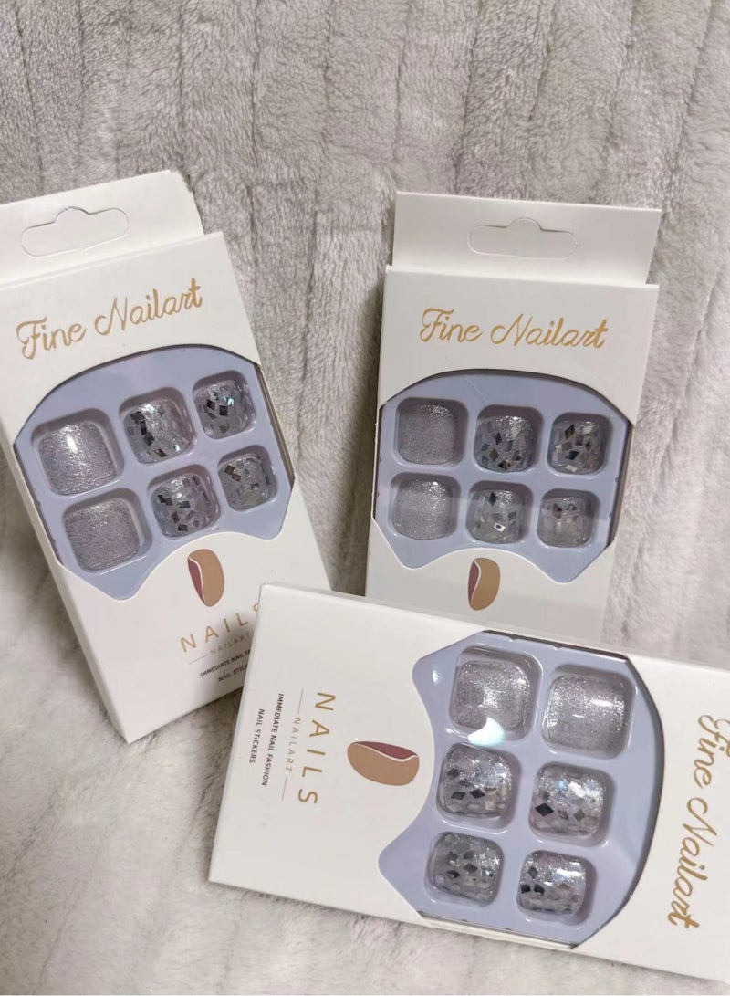 SYNSYB 24-Piece Short Square Press-on Toenails:Acrylic Fake Nails ,toe fake nails for Seamless Fit  - Image 2