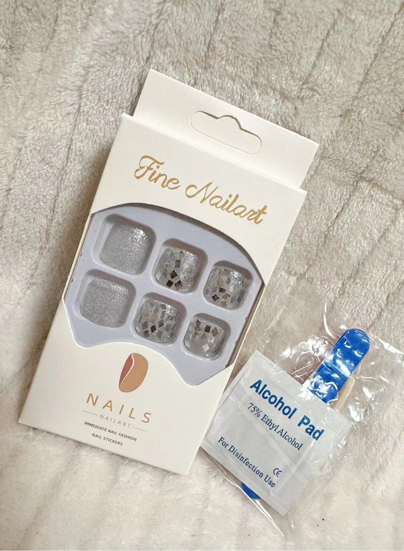 SYNSYB 24-Piece Short Square Press-on Toenails:Acrylic Fake Nails ,toe fake nails for Seamless Fit  - Image 5