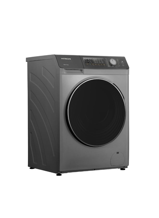 هيتاشي 10kg Front Load Washing Machine, 1200RPM, Steam Hygiene & Auto Self Clean, Inverter Motor 10-Year Warranty, 16 Programs, Tangle-Free, LED Display 10 kg BD-1054HVOS Dark Grey/Silver - Image 3