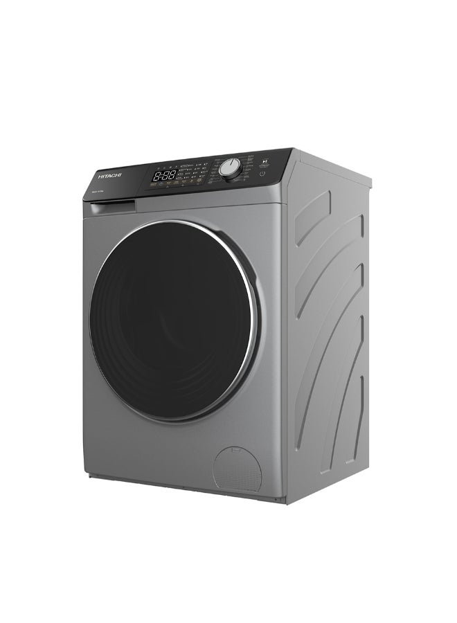 هيتاشي 10kg Front Load Washing Machine, 1200RPM, Steam Hygiene & Auto Self Clean, Inverter Motor 10-Year Warranty, 16 Programs, Tangle-Free, LED Display 10 kg BD-1054HVOS Dark Grey/Silver - Image 2