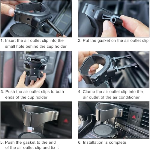 DETACHI Car Cup Holder, 1Pcs Multi Functional Ventilation Car Cup Holder, Coffee Mug Drinks Bottles Phone/Tablet Mount Stand, 360 Degree Rotating Dual Cup Adjustable Stand Water Bottle Cups Holder - Image 4