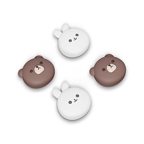 PlayVital Joystick Caps for Nintendo Switch, Thumbstick Grips for Switch Lite, Analog Cover for OLED Joycon Thumb Grip Caps - Chubby Bear & Smiley Bunny - Image 1