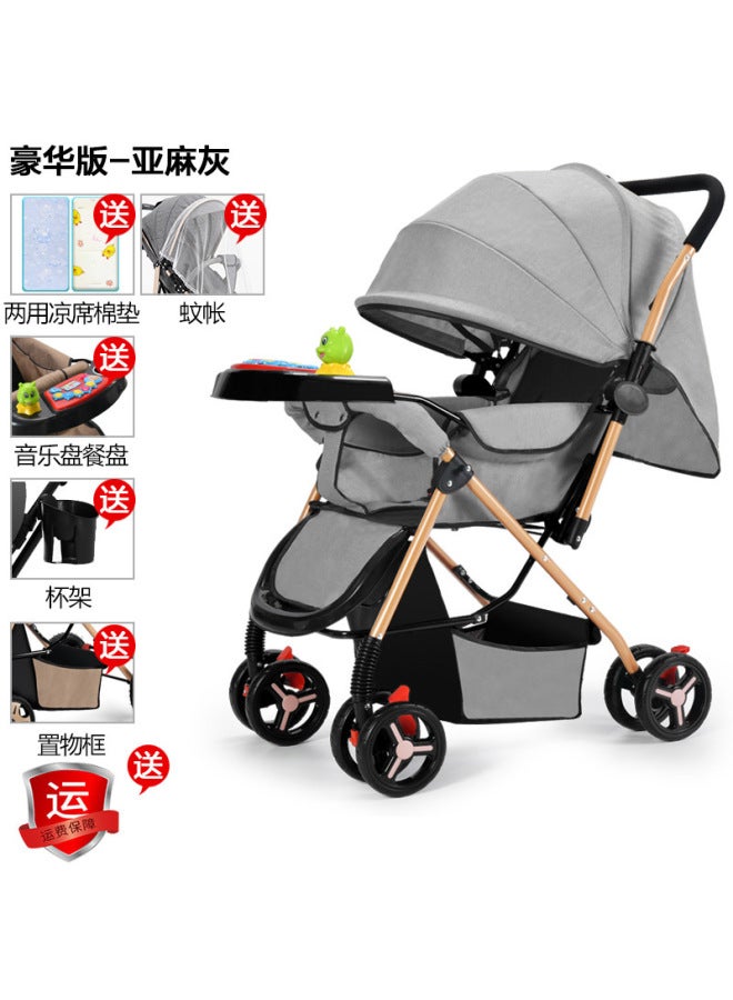 عربة أطفال ثنائية الاتجاه قابلة للجلوس والاستلقاء، عربة خفيفة قابلة للطي، عربة أطفال عالية الرؤية من عمر 0-3 سنوات، جيل جديد من عربات الأطفال