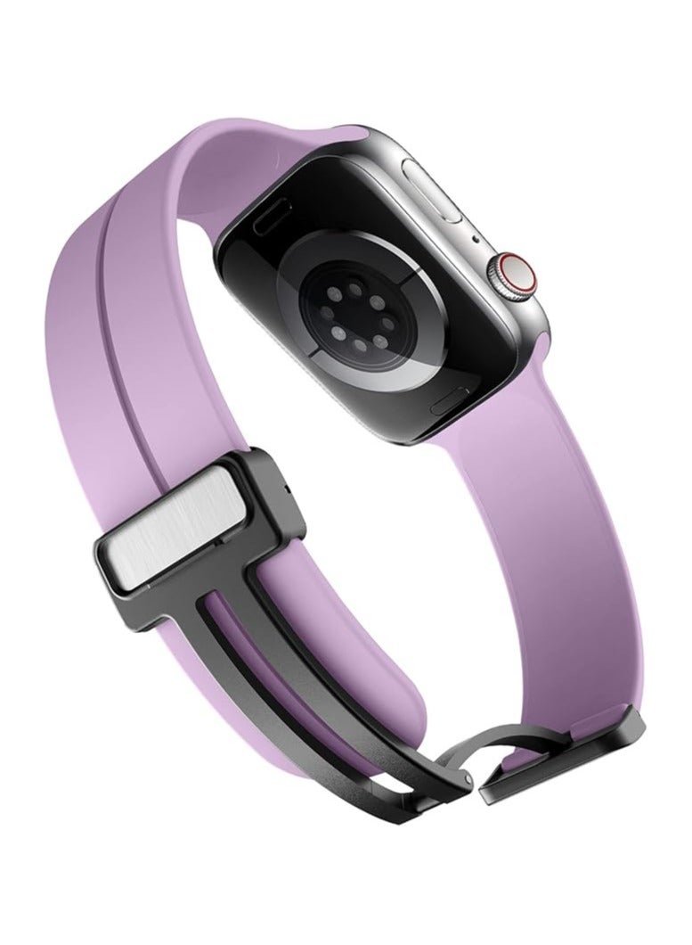 Denx Magnetic Silicone Band for Apple Watch 41mm 40mm 45mm 44mm 49mm 38mm 42mm, Women Men Replacement Wristbands Silicone Sport Strap for Apple Watch Series 9/Ultra 2/8/Ultra/7/SE/SE 2nd/6/5/4/3/2/1, iWatch Band (Light Purple) - Image 2