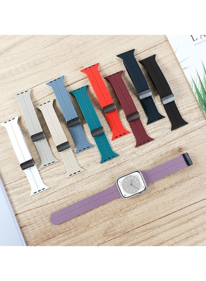 Denx Magnetic Silicone Band for Apple Watch 41mm 40mm 45mm 44mm 49mm 38mm 42mm, Women Men Replacement Wristbands Silicone Sport Strap for Apple Watch Series 9/Ultra 2/8/Ultra/7/SE/SE 2nd/6/5/4/3/2/1, iWatch Band (Light Purple) - Image 5
