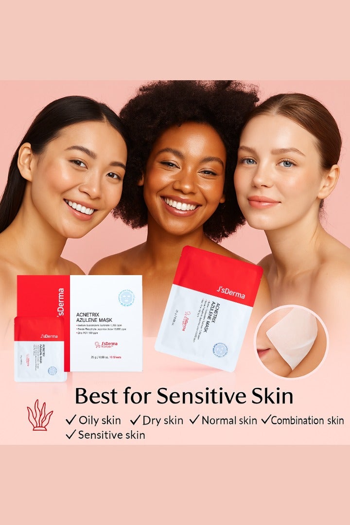 J'sDerma Moisturizing, Hydrating, and Anti-Aging Korean Facial Sheet Mask Acnetrix Azulene Mask 25g - Image 3