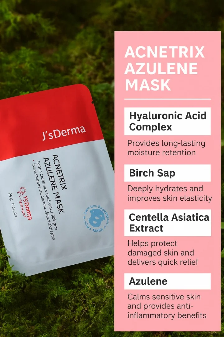 J'sDerma Moisturizing, Hydrating, and Anti-Aging Korean Facial Sheet Mask Acnetrix Azulene Mask 25g