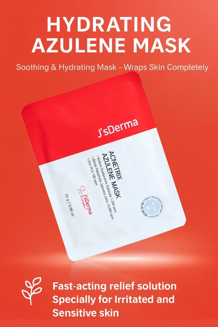 J'sDerma Moisturizing, Hydrating, and Anti-Aging Korean Facial Sheet Mask Acnetrix Azulene Mask 25g