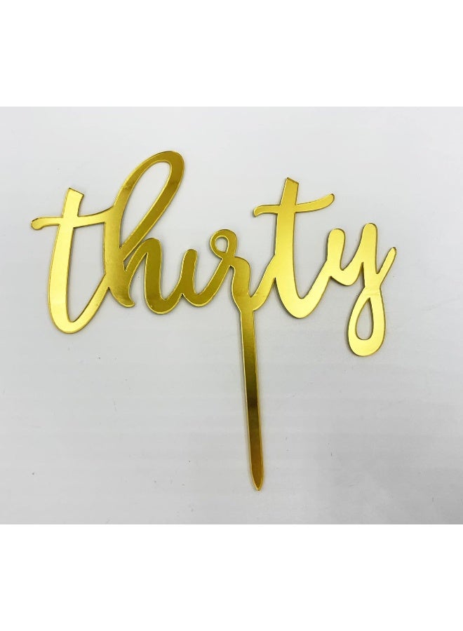 TPGP Thirty Cake Toppers 30 30th Cake Decorations Happy Cake Pick Decorations for Cheers to 30 Years Old 30th Birthday Wedding Anniversary Party Supplies (Gold) - Image 1