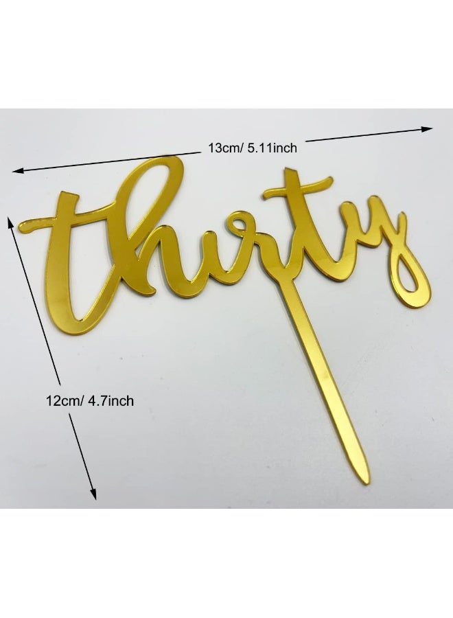 TPGP Thirty Cake Toppers 30 30th Cake Decorations Happy Cake Pick Decorations for Cheers to 30 Years Old 30th Birthday Wedding Anniversary Party Supplies (Gold) - Image 2