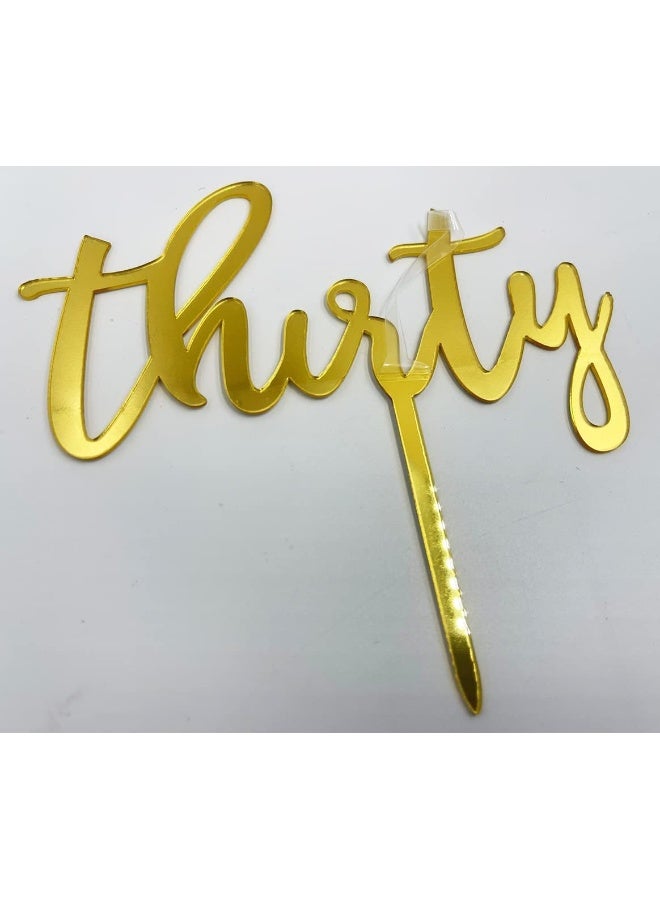 TPGP Thirty Cake Toppers 30 30th Cake Decorations Happy Cake Pick Decorations for Cheers to 30 Years Old 30th Birthday Wedding Anniversary Party Supplies (Gold) - Image 4