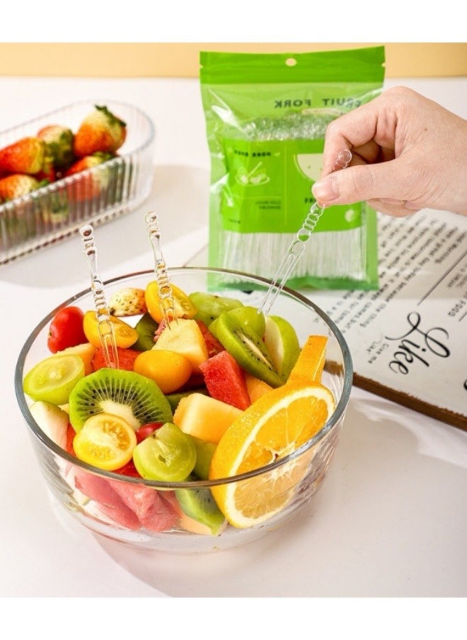 Generic 100pcs Disposable Forks Food Grade Plastic Fruit Forks  - Image 2