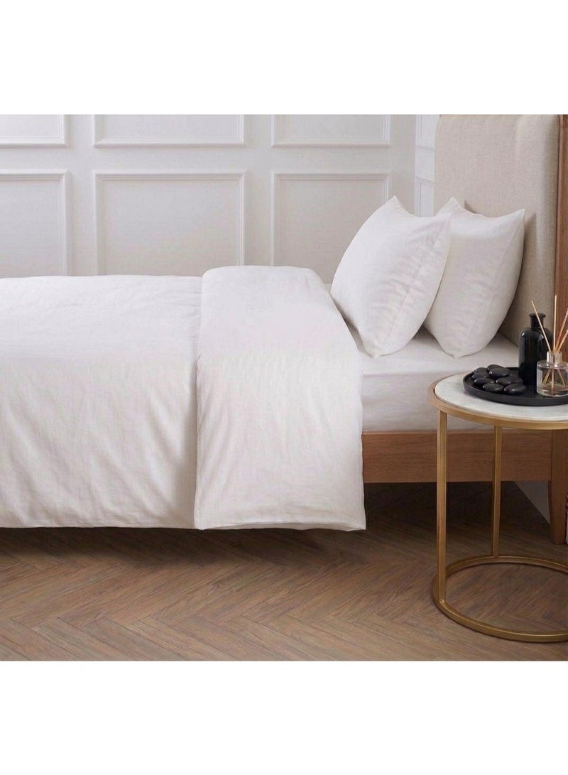 RISHAHOME 4 Pc White Duvet Cover Set 160x220 cm with Fitted Sheet 90x190+30 cm & 2 Pillow Cases - Image 3