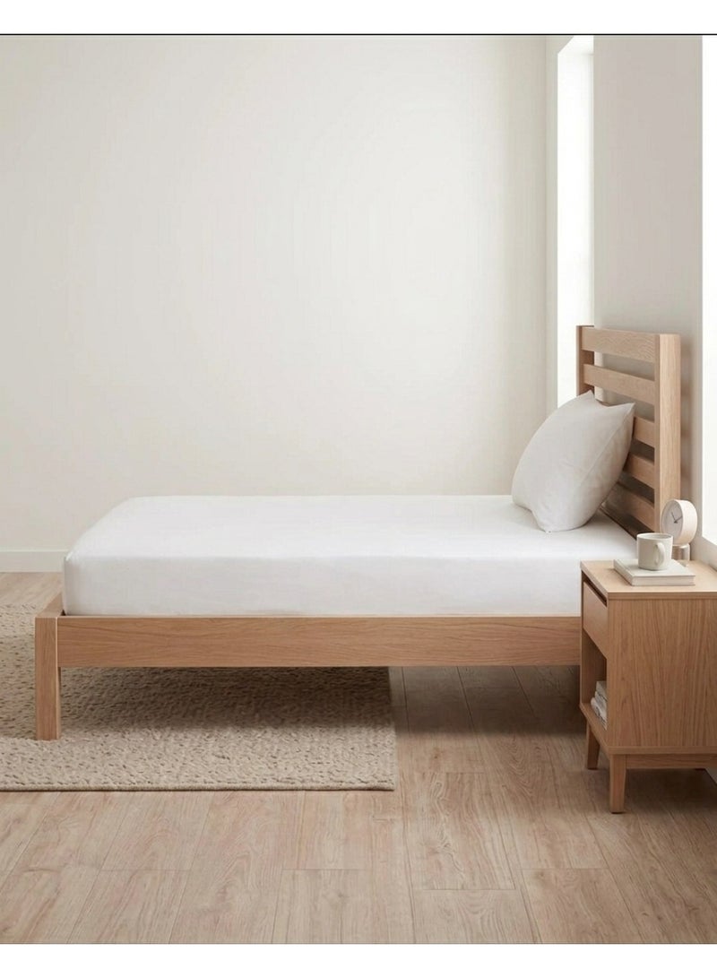 RISHAHOME 2 Pc White Bedsheet Set - Fitted Sheet 90x190+30 cm & 1 Pillow Case - Image 2
