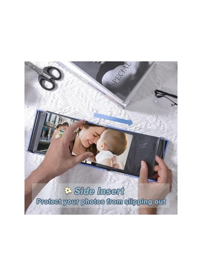 The Bros Photo Albums, 100 Pockets Small DIY Scrapbook Album, Simple Design Photo Book Linen Cover, Portable Picture Albums for Family Photos and Wedding Photos Storage - Image 4