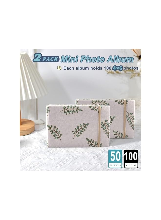 The Bros Photo Albums, 100 Pockets Small DIY Scrapbook Album, Simple Design Photo Book Linen Cover, Portable Picture Albums for Family Photos and Wedding Photos Storage - Image 3