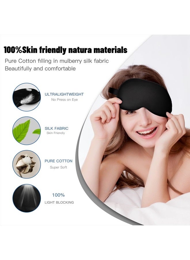 spacepower Sleep Mask, Silk Eye Mask for Sleeping with Adjustable Strap, Satin Blackout Sleeping Eye Mask for Men&Women, Comfortable Blindfold Eyeshade for Night Sleep(Black) - Image 2