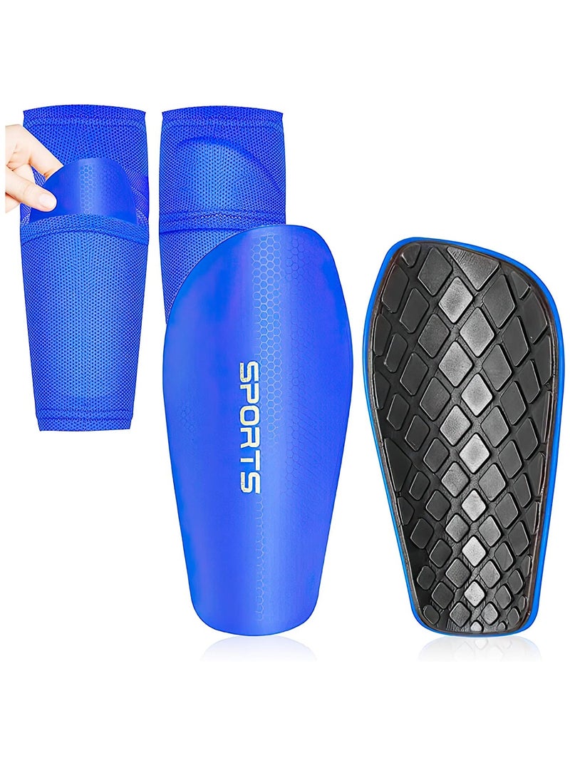Rness Football Shin Guards Set Of Soccer Shin Pads And Sleeves Lightweight Breathable Blue M Size - Image 1