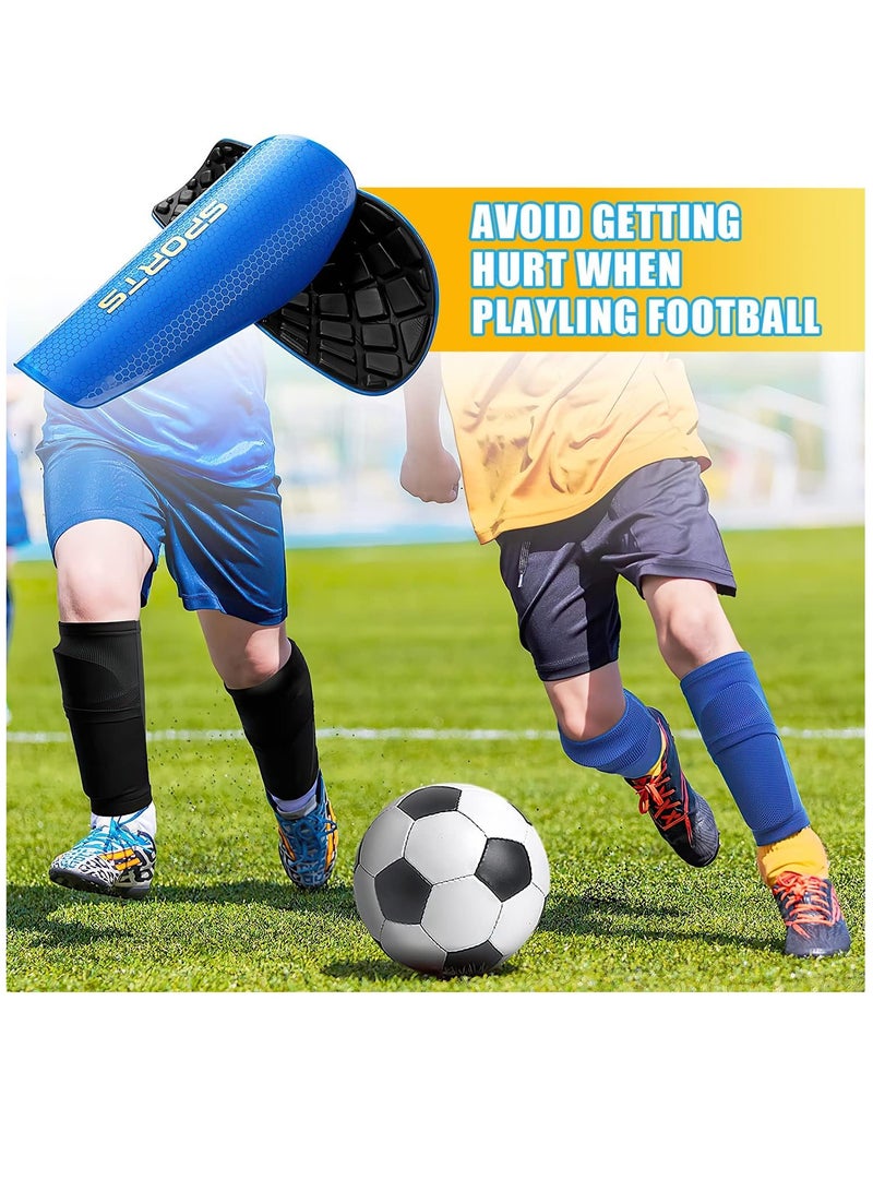 Rness Football Shin Guards Set Of Soccer Shin Pads And Sleeves Lightweight Breathable Blue M Size - Image 2