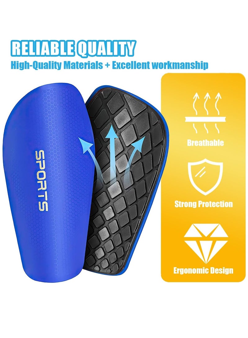 Rness Football Shin Guards Set Of Soccer Shin Pads And Sleeves Lightweight Breathable Blue M Size - Image 3