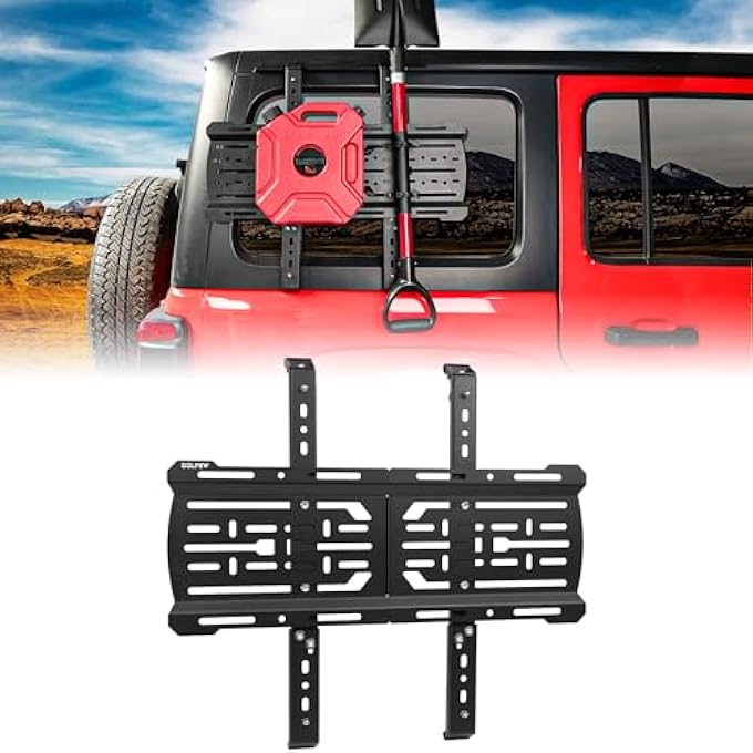 rayihni Rear Window Storage Panel Kit Compatible with Wrangler JL 2018-2024, Wrangler Cargo Bracket Mounting Plate Kits for Recovery Traction Boards Mount Shovel Mount 2024 New - Image 1