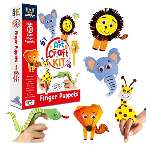 Webby DIY Finger Puppets Art and Craft Activity Kit | Hobby Kit | Decoration | School Projects | Craft Supply | Make 10 Cute Finger Puppet | Return Gift for Kids - Image 2