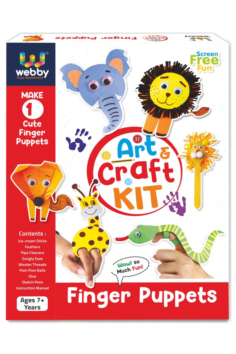 Webby DIY Finger Puppets Art and Craft Activity Kit | Hobby Kit | Decoration | School Projects | Craft Supply | Make 10 Cute Finger Puppet | Return Gift for Kids - Image 1