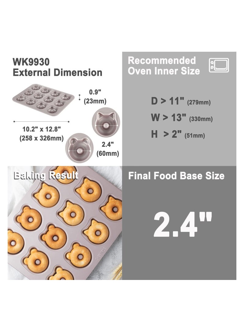 chefmade Donut Mold Cake Pan 12 Cavity Non Stick Bear shaped Doughnut Bakeware - Image 2