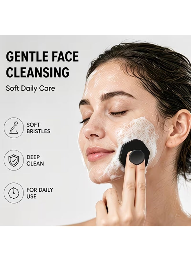 4 Pcs Silicone Shower Brush Set, Long Non Slip Handle Body Scrubber for Back Face Scalp Massage, Soft Silicone Bristles Exfoliating Dead Skin, Multipurpose Deep Cleansing Bathroom Body Care Kit - Image 5