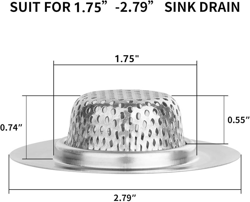 Ohtomber 2PCS Bathtub Drain Strainer - 2.79 inch Bathtub Floor Shower Hair Drain Catcher Cover, Stainless Steel Bathroom Sink Strainer Filter Basket for Bathroom Sink, Wash Basin - Image 2