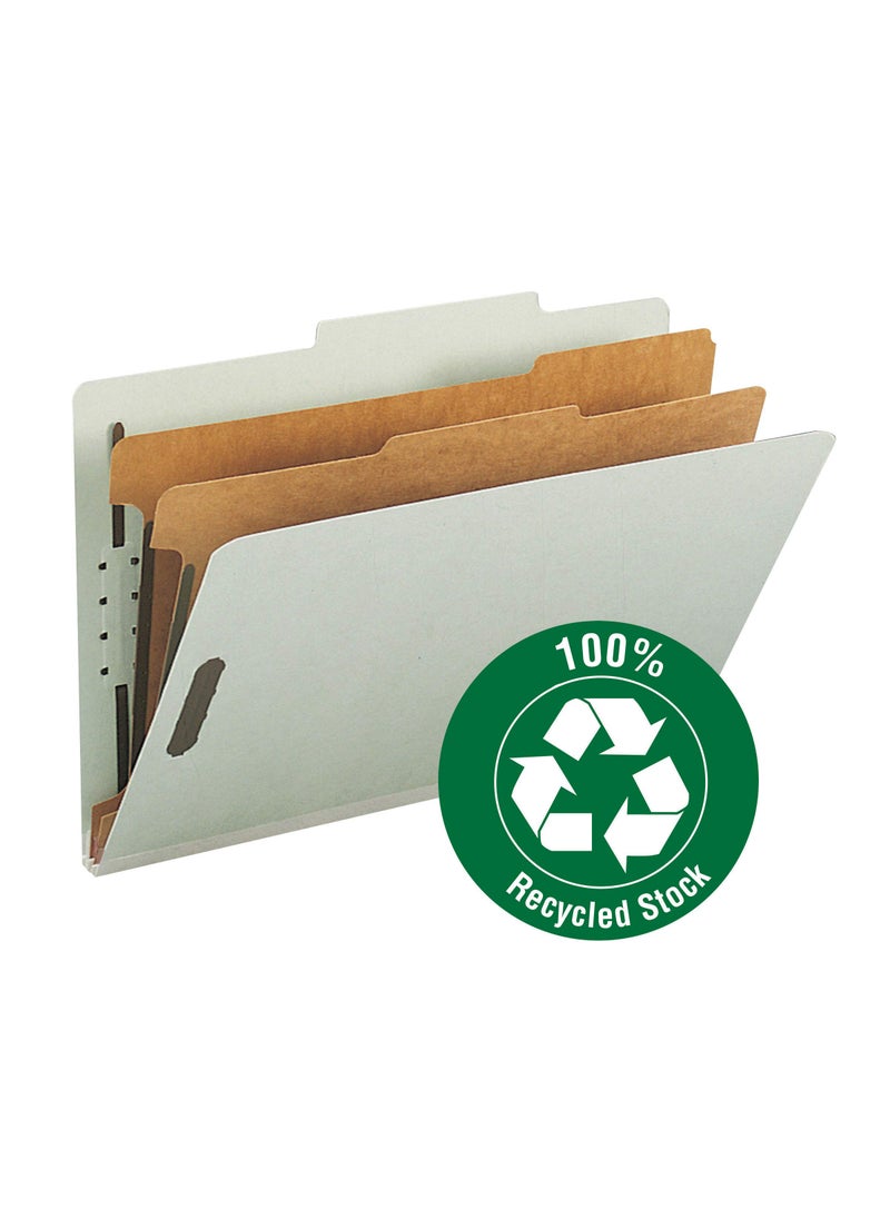 Smead Smead 100% Recycled Pressboard Classification File Folder, 2 Dividers, 2" Expansion, Legal Size, Gray/Green, 10 per Box (19022)  - Image 3
