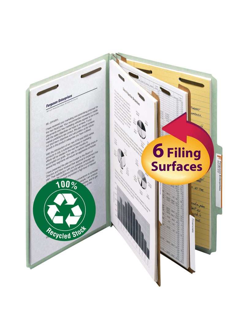 Smead Smead 100% Recycled Pressboard Classification File Folder, 2 Dividers, 2" Expansion, Legal Size, Gray/Green, 10 per Box (19022)  - Image 2