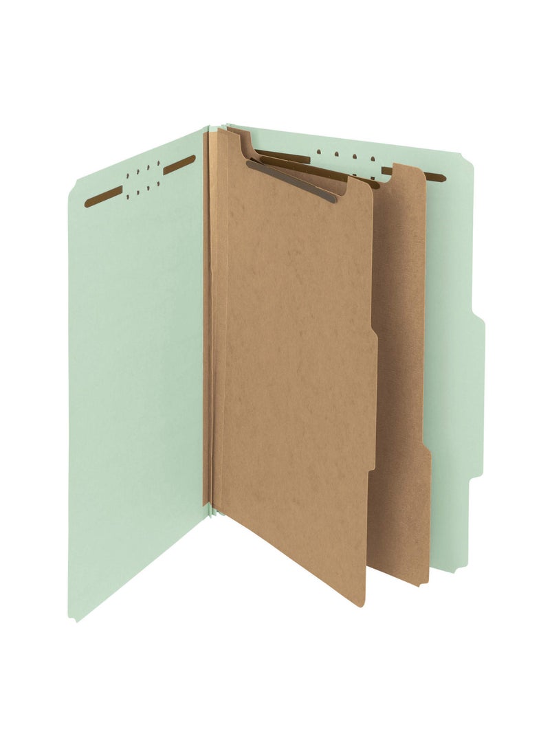 Smead Smead 100% Recycled Pressboard Classification File Folder, 2 Dividers, 2" Expansion, Legal Size, Gray/Green, 10 per Box (19022)  - Image 1