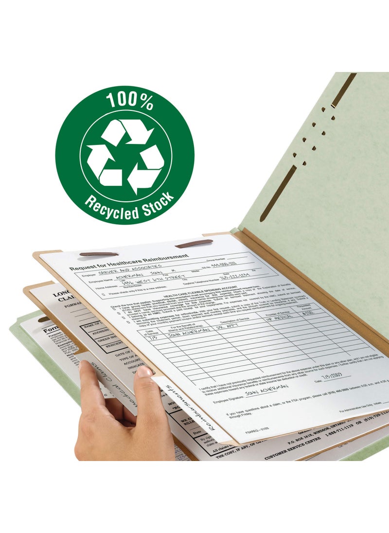 Smead Smead 100% Recycled Pressboard Classification File Folder, 2 Dividers, 2" Expansion, Legal Size, Gray/Green, 10 per Box (19022)  - Image 4