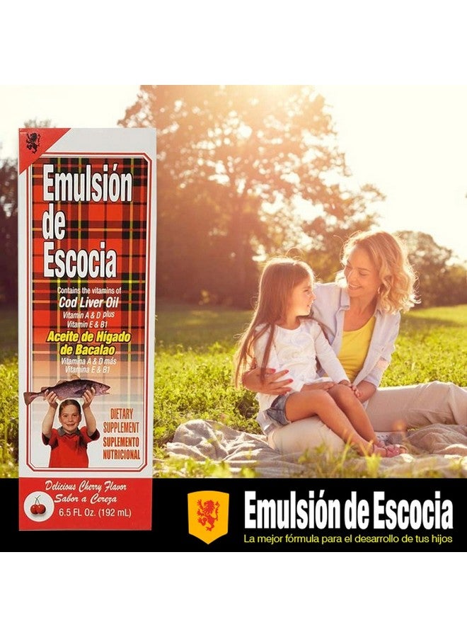 Menper Emulsion de Escocia Cod Liver Oil Dietary Supplement. Rich in Vitamins A, D, E and B1. Cherry Flavoured. 6.5 Fl Oz / 192 mL. Pack of 3 - Image 4