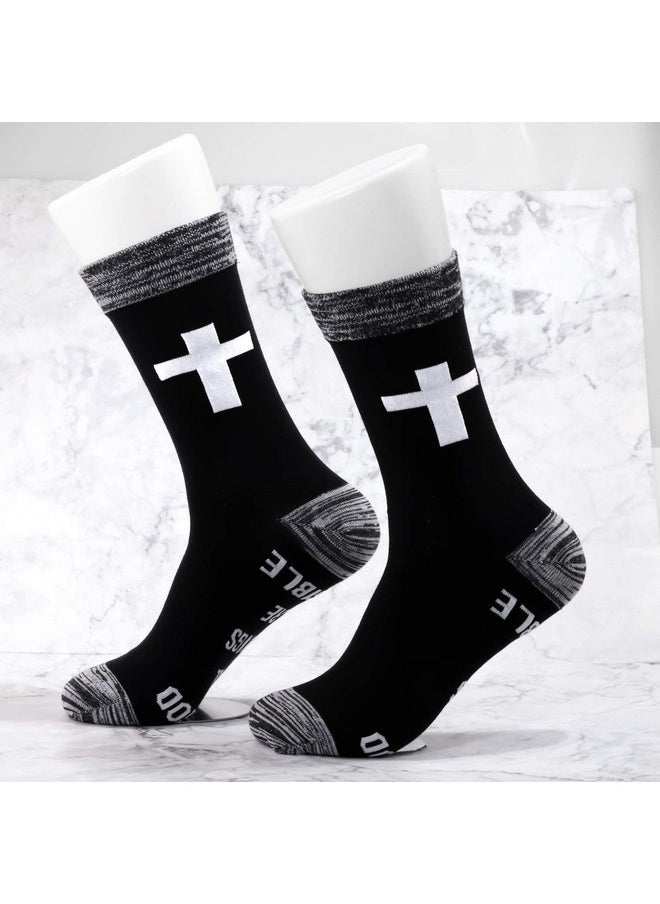 JXGZSO JXGZSO Motivational Christian Socks Cross Inspirational Gift With God All Things Are Possible Religious Gift (Black-with god all things are possible)  - Image 4