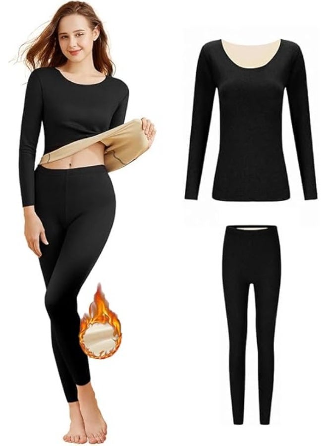 INSIJAM Women's Thermal Underwear Set Thermal Underwear Women's Soft Long Johns Set with Fleece Lined Long Sleeve Base Layer Set Top and Bottom Cold Weather Winter Set - Image 1