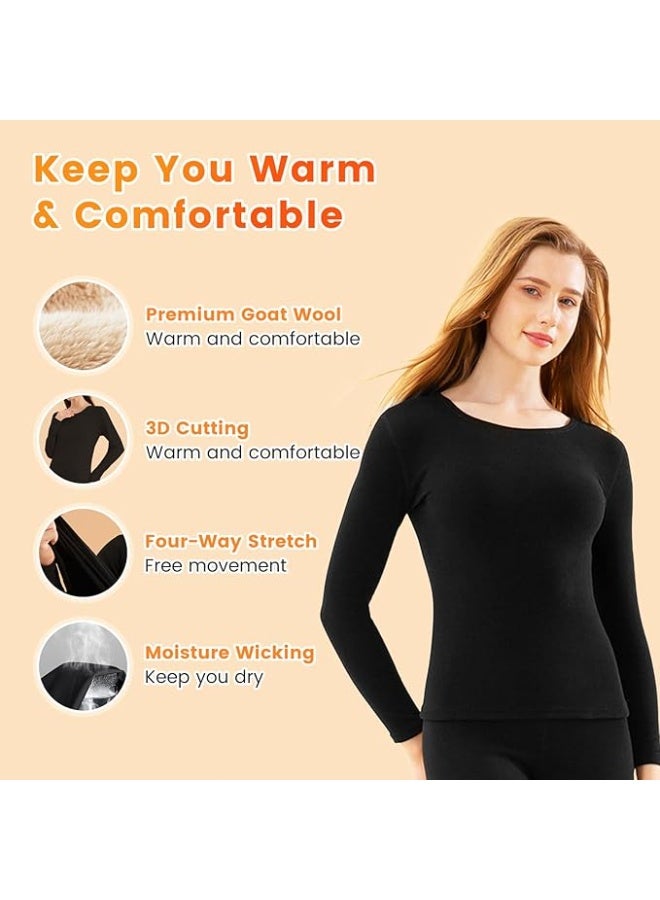 INSIJAM Women's Thermal Underwear Set Thermal Underwear Women's Soft Long Johns Set with Fleece Lined Long Sleeve Base Layer Set Top and Bottom Cold Weather Winter Set - Image 3