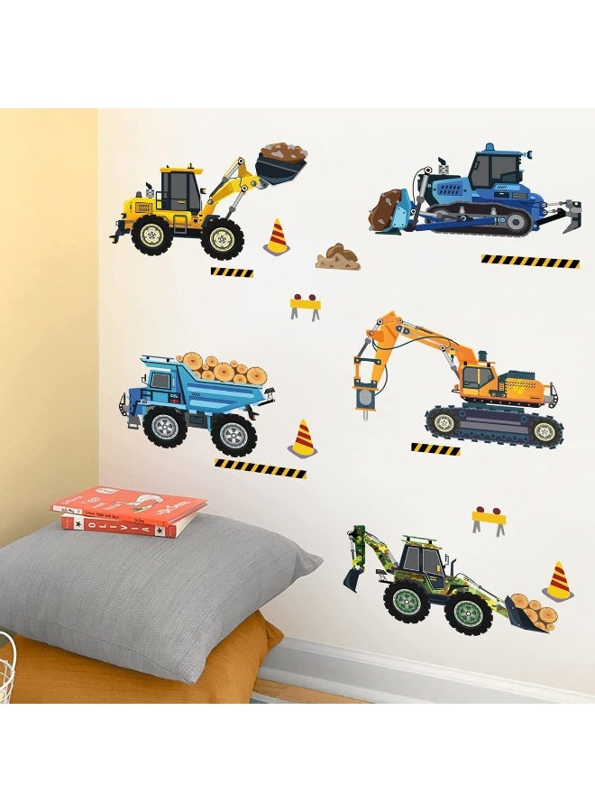 decalmile Car Vehicle Wall Sticker Construction Tractor Trucks Wall Decoration Bedroom Kids Playroom - Image 3