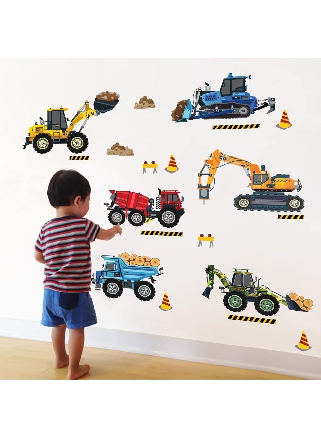 decalmile Car Vehicle Wall Sticker Construction Tractor Trucks Wall Decoration Bedroom Kids Playroom - Image 1