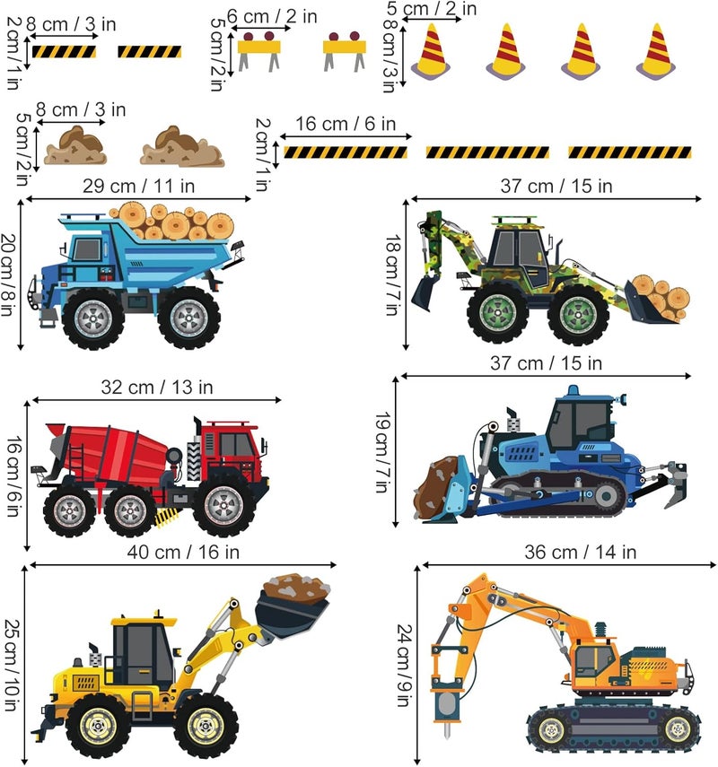 decalmile Car Vehicle Wall Sticker Construction Tractor Trucks Wall Decoration Bedroom Kids Playroom - Image 4
