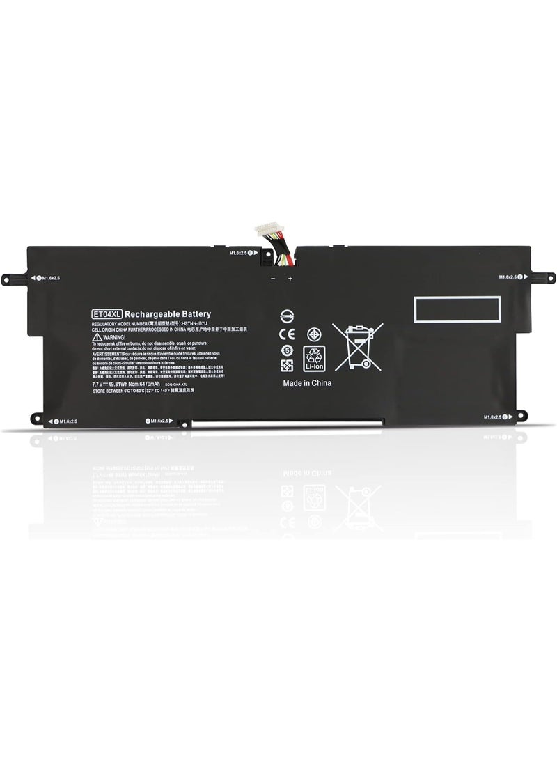 Terabyte 7.7V 49.81Wh 6470mAh ET04XL ET04049XL-PL Battery Compatible for HP EliteBook X360 1020 G2 i7-7600U i5-7300U Series - Image 1