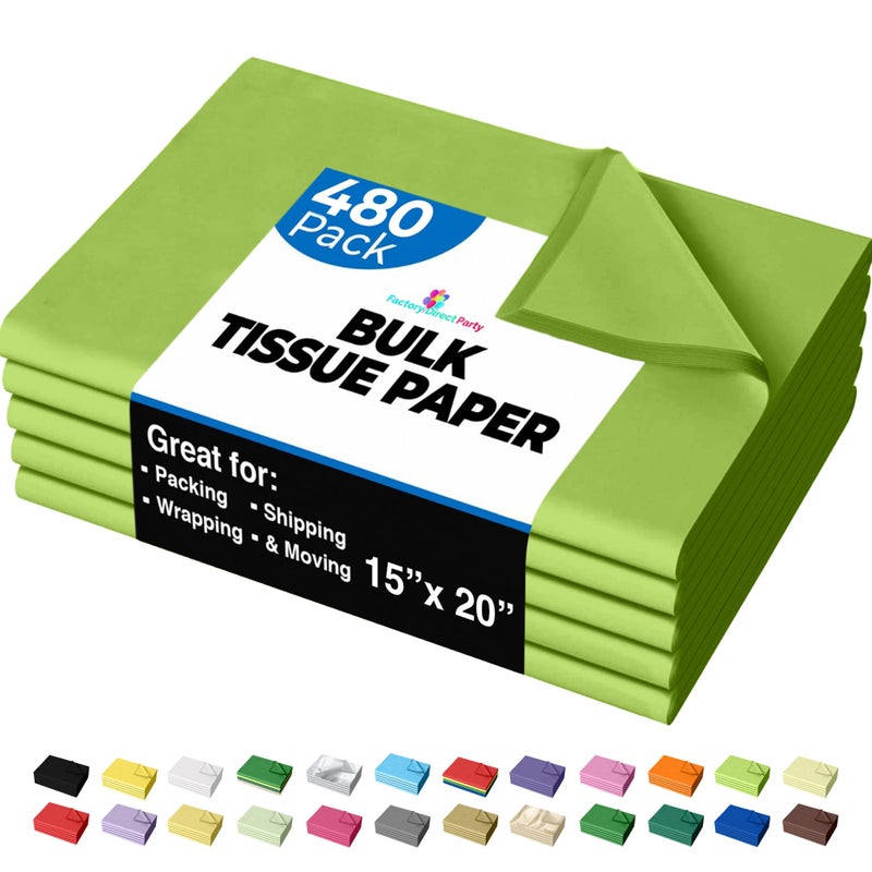 Lime Green Tissue Paper for Gift Bags 15 X 20 Bulk Tissue Paper Lime Green 480 Sheets 10lb Newsprint for Packing Birthday Gift Box Filler Packing Supplies for Moving Supplies Crown Display